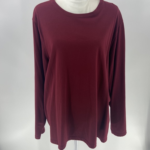 Cato burgundy cotton blend basic long sleeve top - Picture 1 of 14